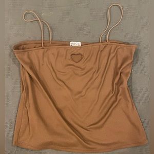 RUE21 Brown Heart Cutout Bungee Strap Skimmer Tank